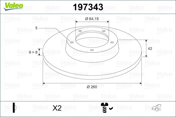 Valeo 197343 - Brake Disc autospares.lv