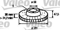 Valeo 186443 - Brake Disc autospares.lv