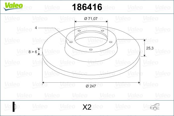 Valeo 186416 - Brake Disc autospares.lv