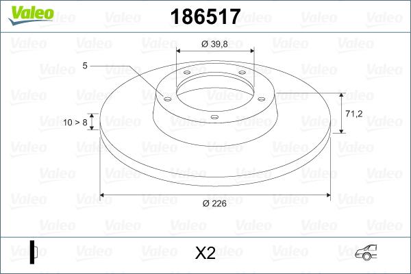 Valeo 186517 - Brake Disc autospares.lv