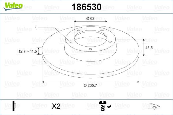 Valeo 186530 - Brake Disc autospares.lv