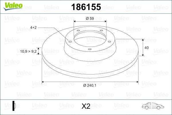 Valeo 186155 - Brake Disc autospares.lv