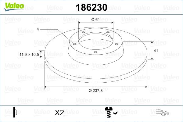 Valeo 186230 - Brake Disc autospares.lv