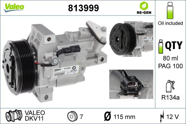 Valeo 813999 - Compressor, air conditioning autospares.lv