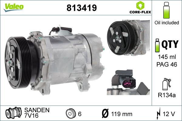 Valeo 813419 - Compressor, air conditioning autospares.lv