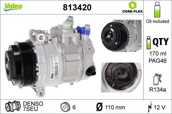 Valeo 813420 - Compressor, air conditioning autospares.lv