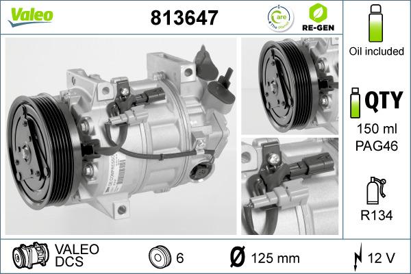 Valeo 813647 - Compressor, air conditioning autospares.lv