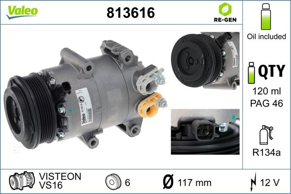 Valeo 813616 - Compressor, air conditioning autospares.lv