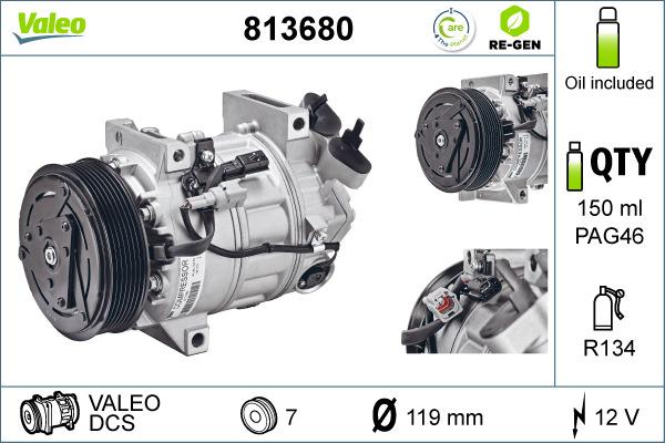 Valeo 813680 - Compressor, air conditioning autospares.lv