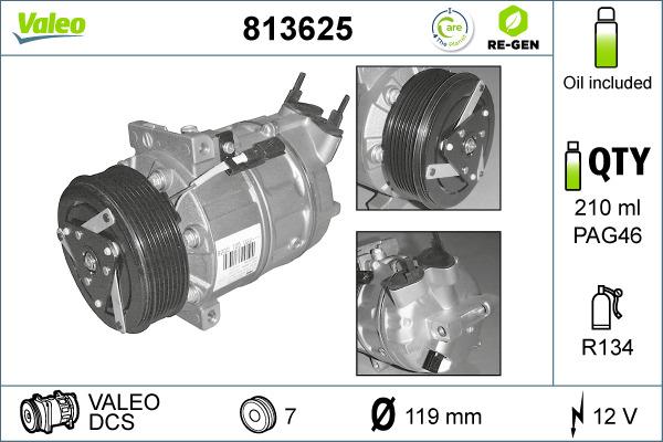 Valeo 813625 - Compressor, air conditioning autospares.lv