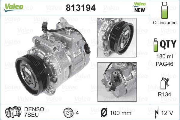 Valeo 813194 - Compressor, air conditioning autospares.lv