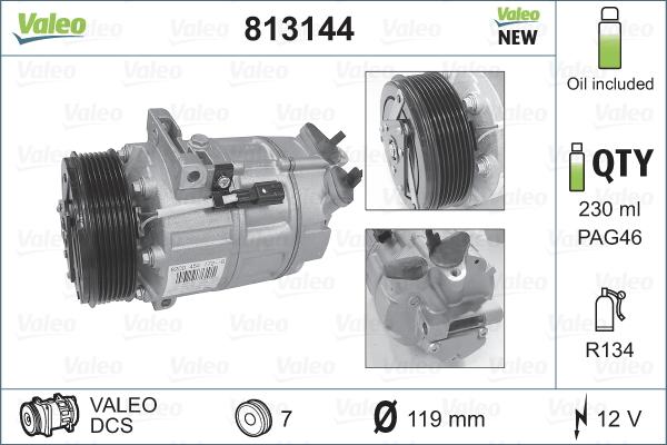 Valeo 813144 - Compressor, air conditioning autospares.lv