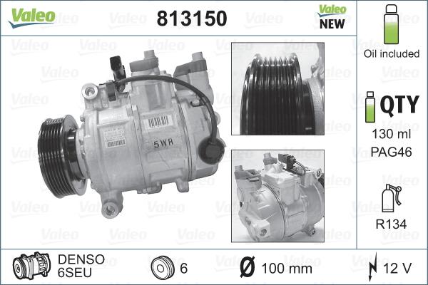 Valeo 813150 - Compressor, air conditioning autospares.lv