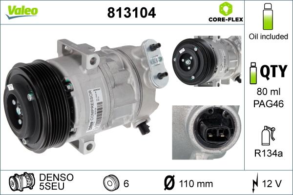 Valeo 813104 - Compressor, air conditioning autospares.lv