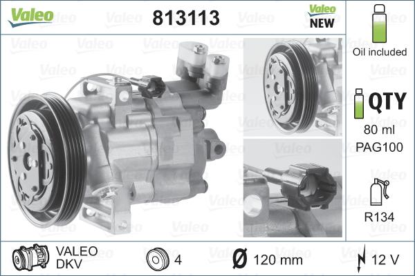 Valeo 813113 - Compressor, air conditioning autospares.lv