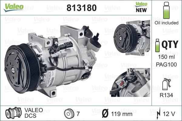 Valeo 813180 - Compressor, air conditioning autospares.lv