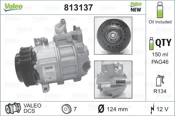 Valeo 813137 - Compressor, air conditioning autospares.lv