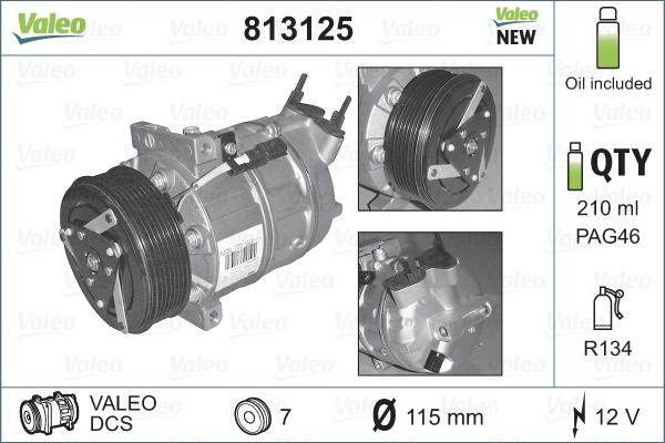 Valeo 813125 - Compressor, air conditioning autospares.lv