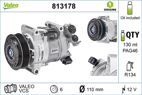 Valeo 813178 - Compressor, air conditioning autospares.lv