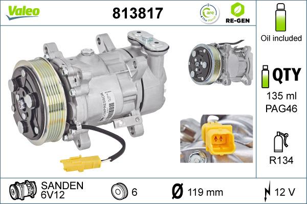 Valeo 813817 - Compressor, air conditioning autospares.lv