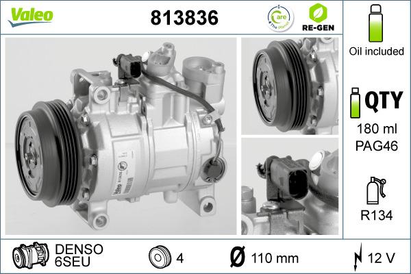 Valeo 813836 - Compressor, air conditioning autospares.lv