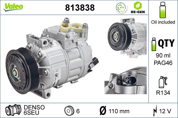 Valeo 813838 - Compressor, air conditioning autospares.lv