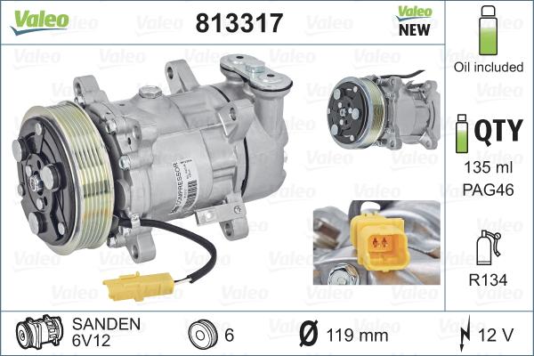 Valeo 813317 - Compressor, air conditioning autospares.lv