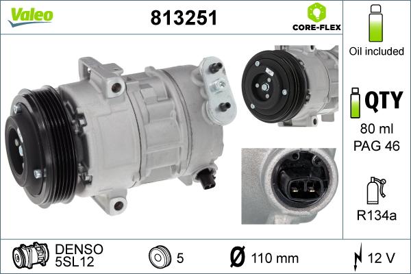 Valeo 813251 - Compressor, air conditioning autospares.lv