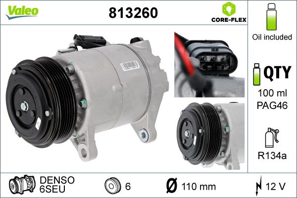 Valeo 813260 - Compressor, air conditioning autospares.lv