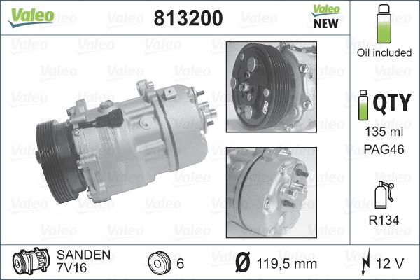 Valeo 813200 - Compressor, air conditioning autospares.lv