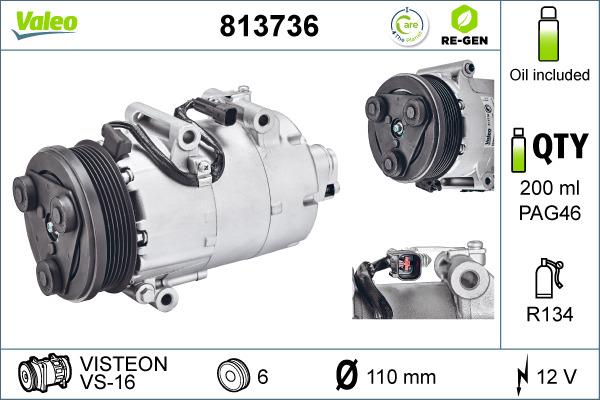 Valeo 813736 - Compressor, air conditioning autospares.lv