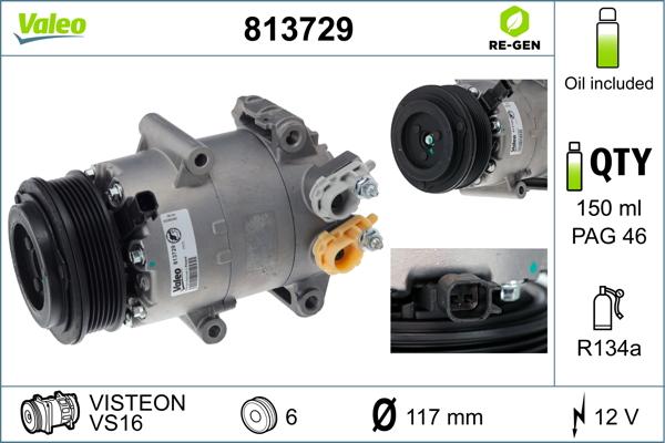 Valeo 813729 - Compressor, air conditioning autospares.lv