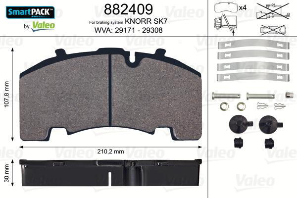 Valeo 882409 - Brake Pad Set, disc brake autospares.lv