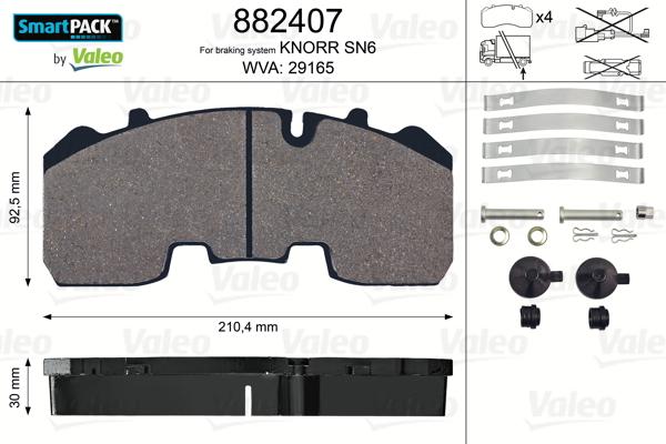 Valeo 882407 - Brake Pad Set, disc brake autospares.lv