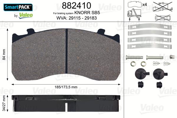Valeo 882410 - Brake Pad Set, disc brake autospares.lv