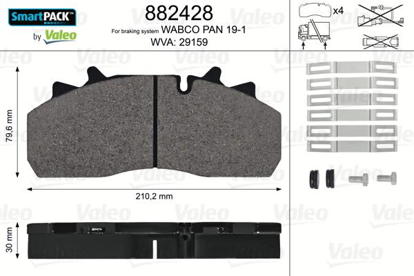 Valeo 882428 - Brake Pad Set, disc brake autospares.lv