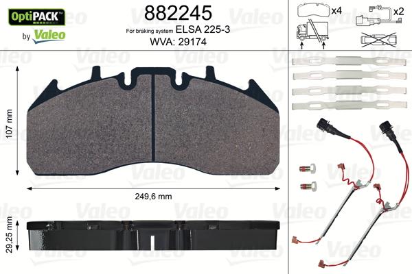 Valeo 882245 - Brake Pad Set, disc brake autospares.lv