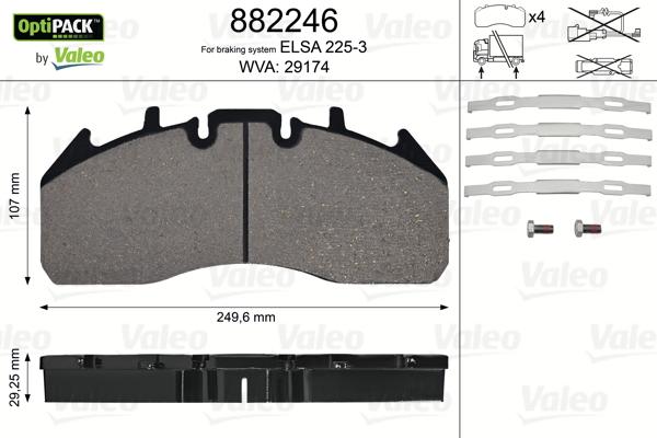 Valeo 882246 - Brake Pad Set, disc brake autospares.lv