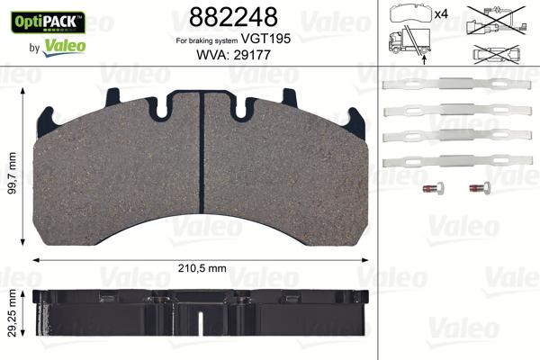 Valeo 882248 - Brake Pad Set, disc brake autospares.lv