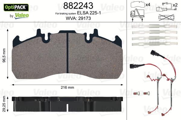 Valeo 882243 - Brake Pad Set, disc brake autospares.lv