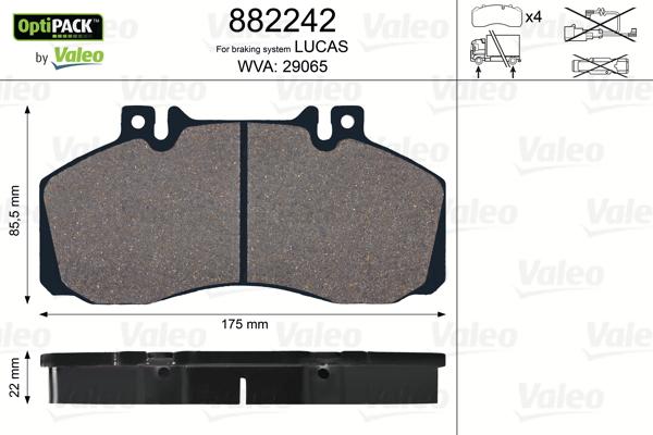 Valeo 882242 - Brake Pad Set, disc brake autospares.lv