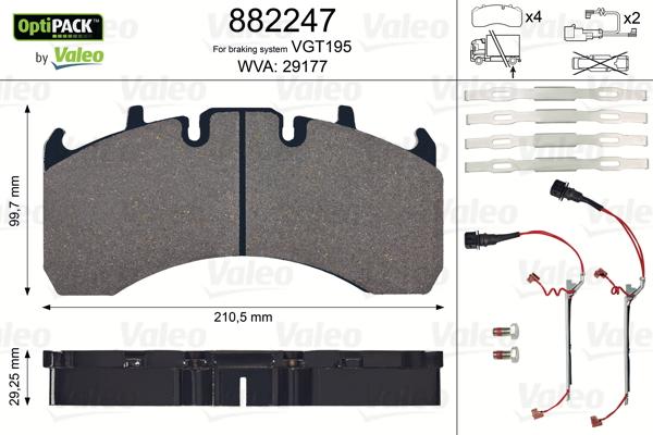 Valeo 882247 - Brake Pad Set, disc brake autospares.lv