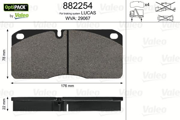 Valeo 882254 - Brake Pad Set, disc brake autospares.lv