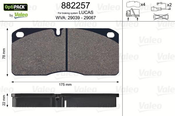 Valeo 882257 - Brake Pad Set, disc brake autospares.lv