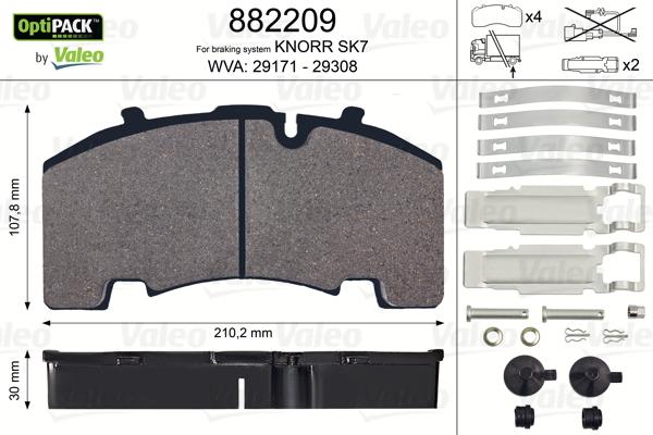 Valeo 882209 - Brake Pad Set, disc brake autospares.lv