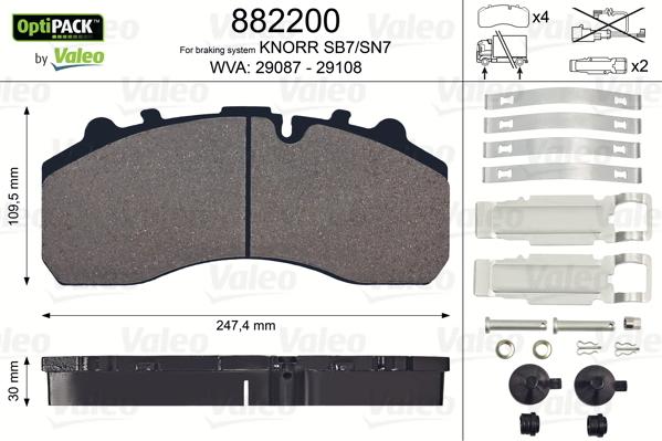 Valeo 882200 - Brake Pad Set, disc brake autospares.lv