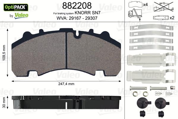 Valeo 882208 - Brake Pad Set, disc brake autospares.lv