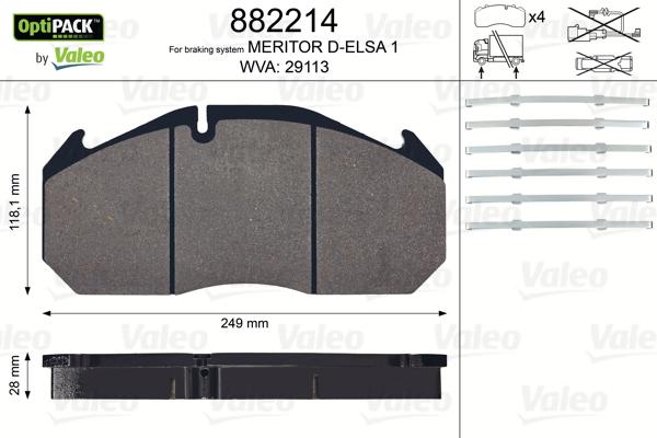 Valeo 882214 - Brake Pad Set, disc brake autospares.lv