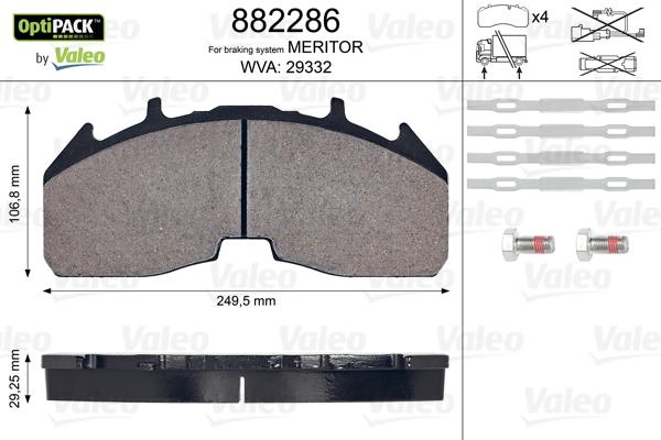 Valeo 882286 - Brake Pad Set, disc brake autospares.lv