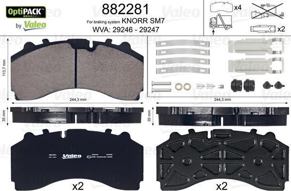 Valeo 882281 - Brake Pad Set, disc brake autospares.lv